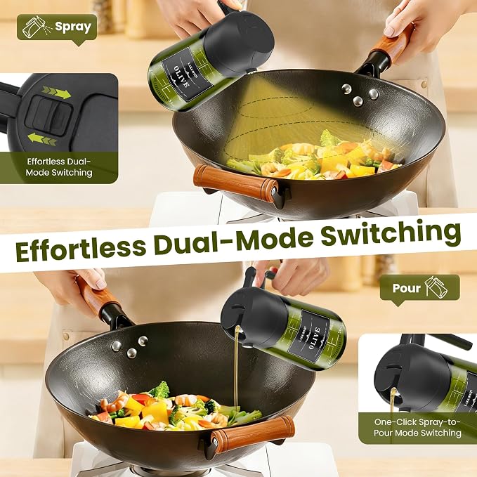 LAKUMIQI 2 in 1 Oil Sprayer for Cooking, 16oz Olive Oil Dispenser Bottle for - Image 5
