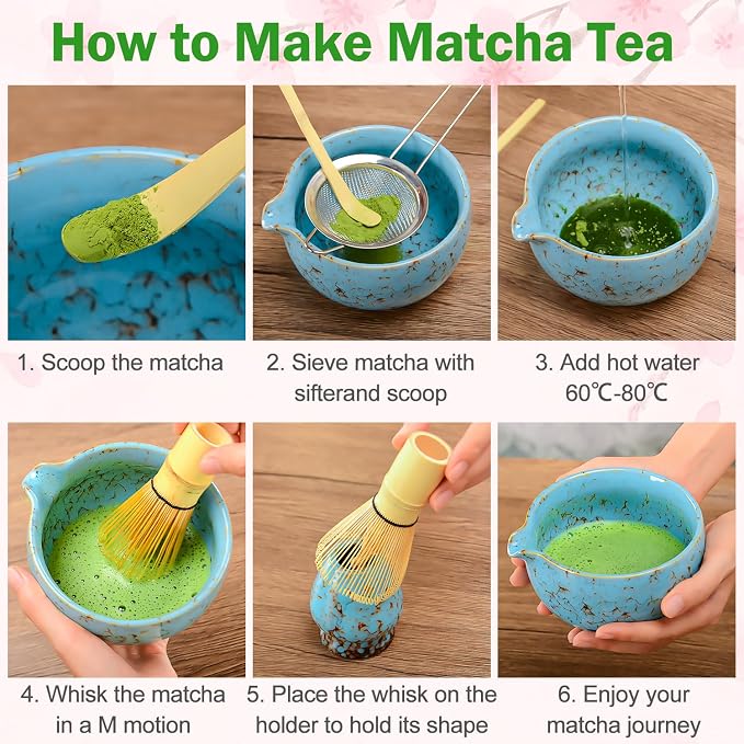 Matcha Bowl and Whisk Set, BPA-Free – Multi-Layer Ice-Crackle Ceramic Chawan - Image 7