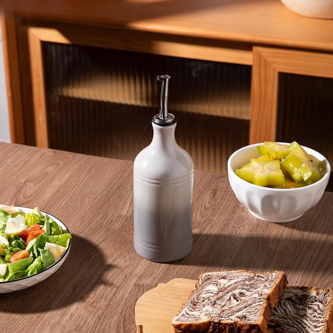 Sweejar Ceramic Olive Oil Dispenser Bottle, Opaque Oil Cruet Protects to Reduce - Image 5