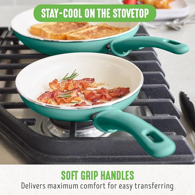GreenLife Non Stick Fry Pan Set, Non-Toxic PFAS-Free Ceramic Skillets, - Image 6