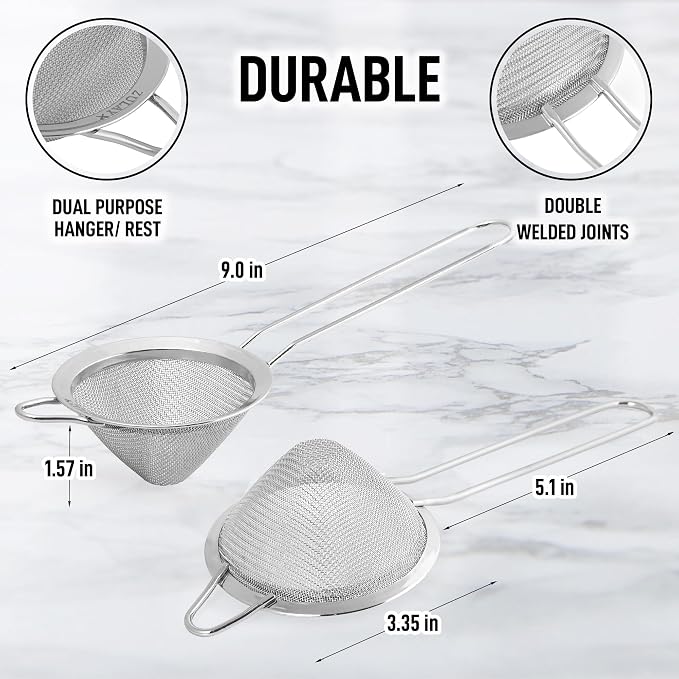 Zulay Kitchen 304 Stainless Steel Fine Mesh Strainer 3.35 in - Image 8