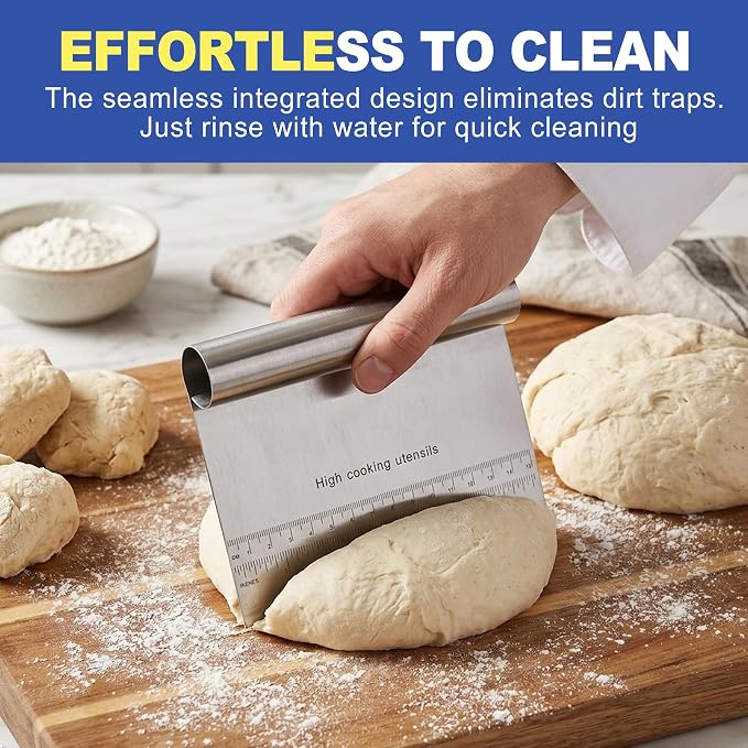 2 Pack Stainless Steel Dough Scraper & Dough Cutter, Pastry Knife & Dough - Image 5