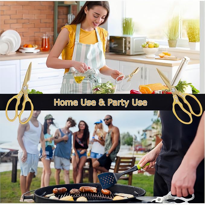 AWinjoy Japanese Gold Kitchen Scissors, Heavy Duty Stainless Steel, Dishwasher - Image 5