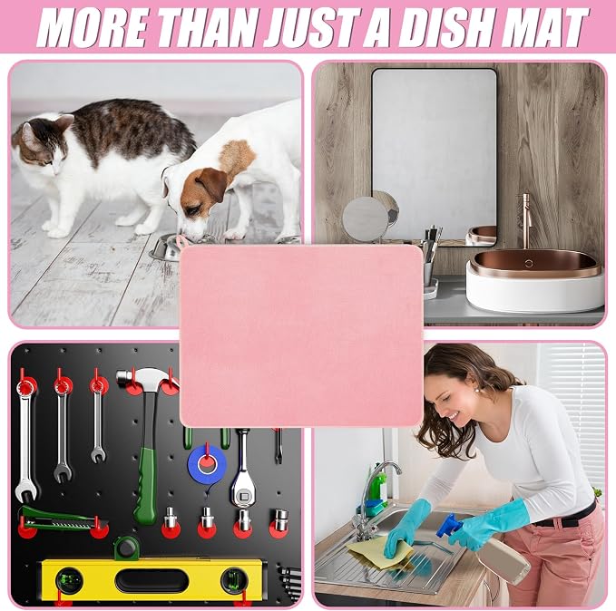 Hushee 2 Pack Extra Large Dish Drying Mat Microfiber Absorbent Dish Drying Pad - Image 6