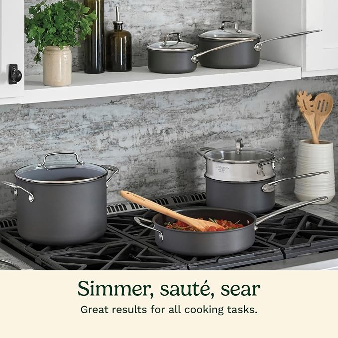 Cuisinart 17-Piece Pots and Pans Set, Non Stick Hard Anodized Cookware Set - Image 3