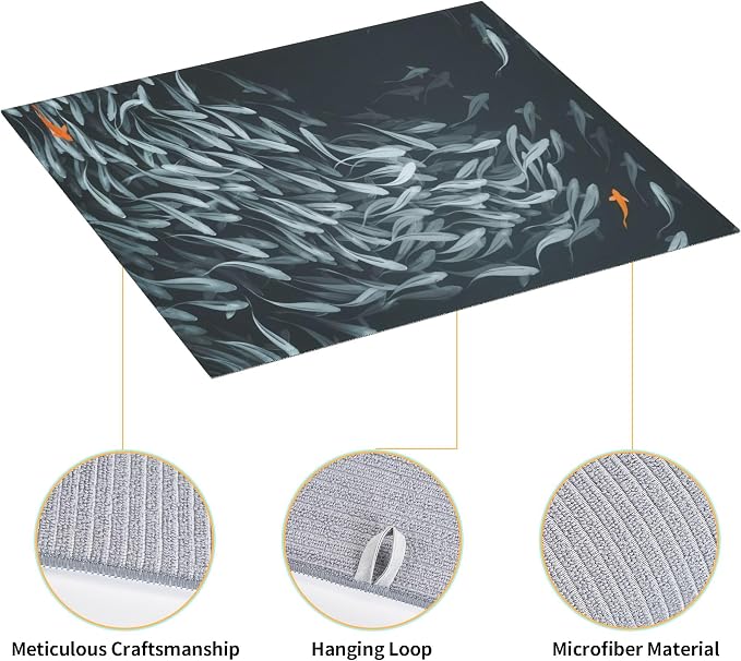 Japanese Fish Dish Drying Mat 16x18 Inch, Microfiber Absorbent Fast Dry Mat - Image 3