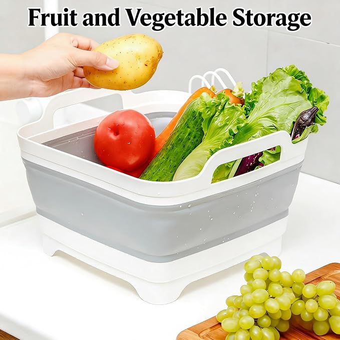 Foldable Sink Vegetable Fruit Bowl Dish Washing Storage Basin Basket, Portable - Image 3