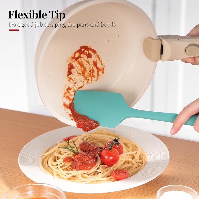 Silicone Flat Spoon Spatula Set, Luxiwise 600ºF Heat Resistant Kitchen Baking - Image 4