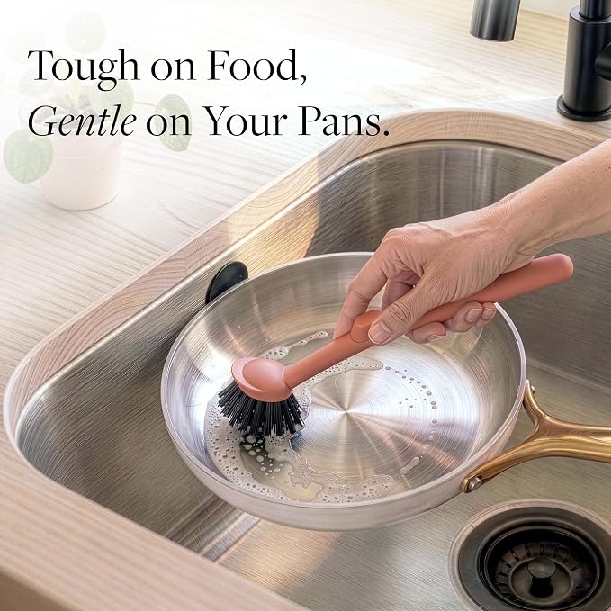 Earth & Mango Magnetic Dish Brush & Scraper, Snaps to Sink, Non-Scratch - Image 4