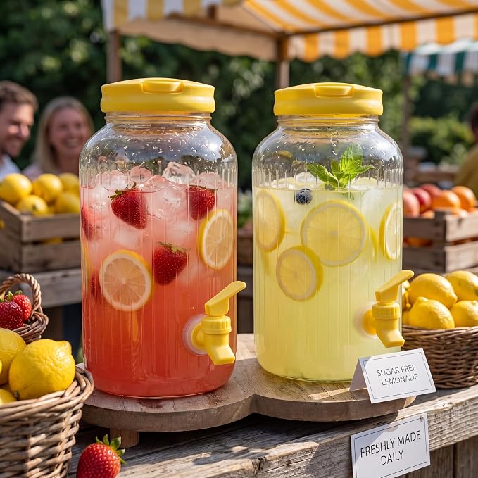 SiliFine 2 Pieces 1 Gallon Plastic Beverage Dispenser by SiliFine