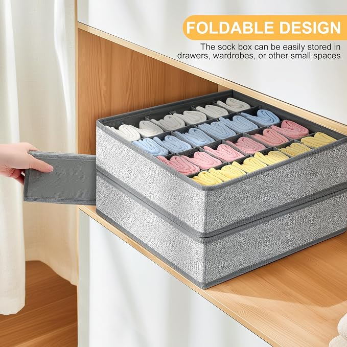 Joyoldelf Sock Drawer Organizer Divider Underwear Organizer 24-cell Fabric - Image 6