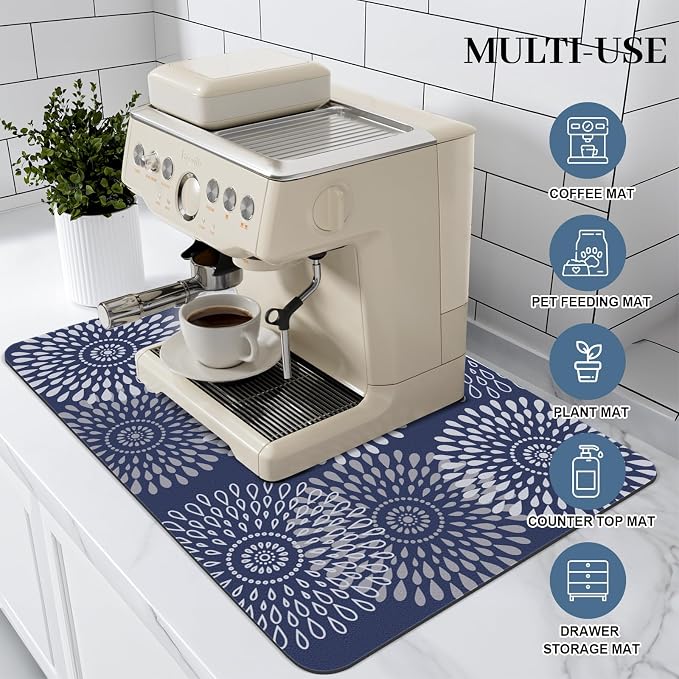 LuxStep Dish Drying Mat Super Absorbent Kitchen Counter Mat Rubber Backing - Image 3