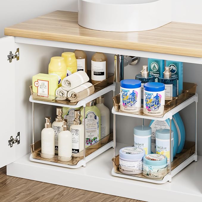 Delamu 2-Tier Multi-Purpose Bathroom Under Sink Organizers and Storage - Image 4