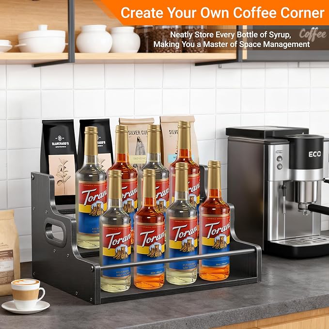 YQBRAO 3-Tier Liquor Bottle Display Shelf, Coffee Syrup Rack Organizer - Image 7