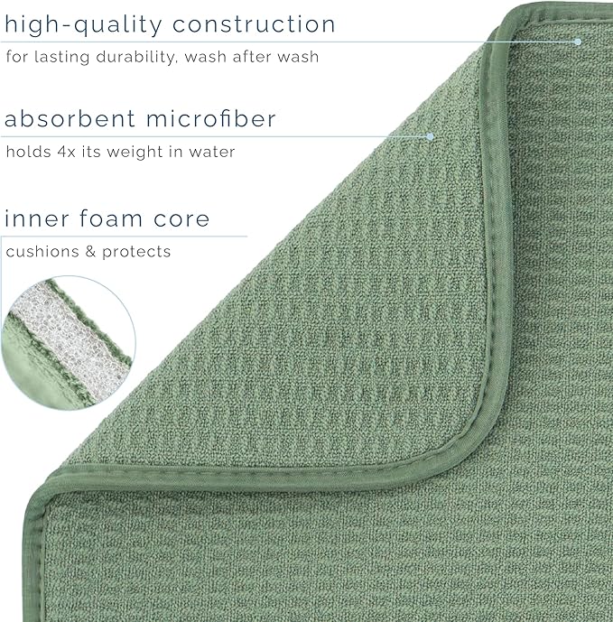 S&T INC. Dish Drying Mat Jumbo, 18” x 30”, Absorbent Microfiber Kitchen Counter - Image 3