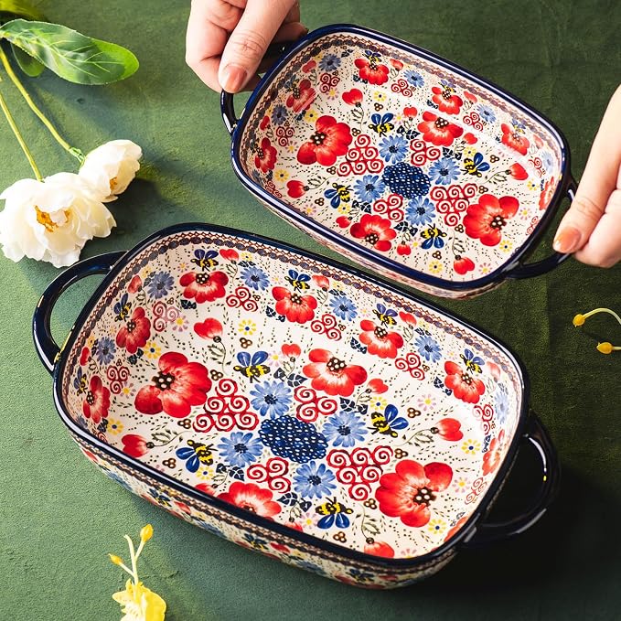 Baking Dish Ceramic Baking Pan Blue Casserole Dish Porcelain rectangular Baking - Image 6