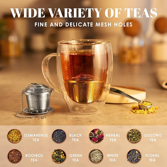 Tea Infuser Set of 2 with Tea Scoop & Drip Trays - Image 2