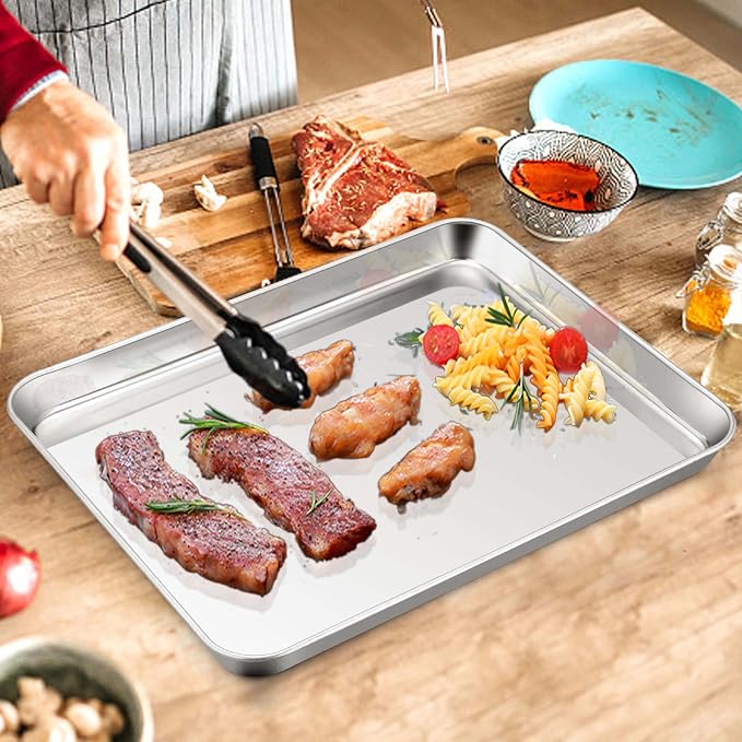 Homikit Baking Pan Sheet Set of 2, Stainless Steel Cookie Sheets Tray - Image 4