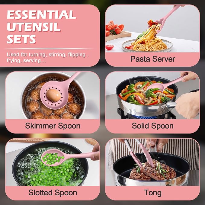Homikit 15-Piece Kitchen Utensil Set, Silicone Cooking Utensils Spatula Set - Image 5
