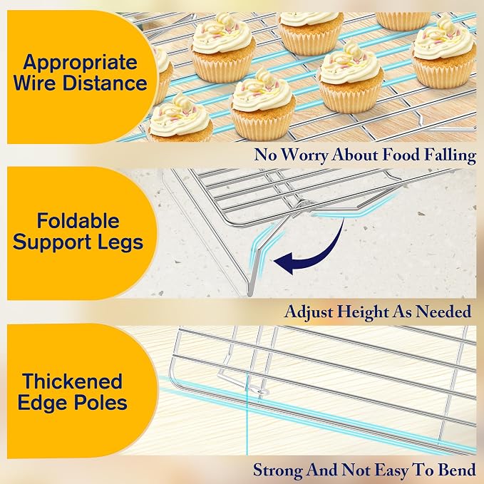 3 Tier Stackable Cooling Rack for Batch Cooling Cookie, Cake-15.8”x 10”- Heavy - Image 3