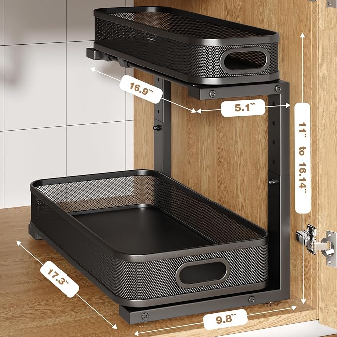 2 Pack 17.3IN-Depth Under Sink Organizer - Image 2