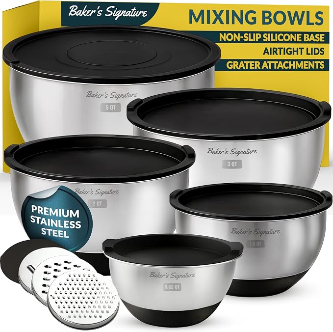 Baker's Signature Stainless Steel Mixing Bowls by BakersSignature