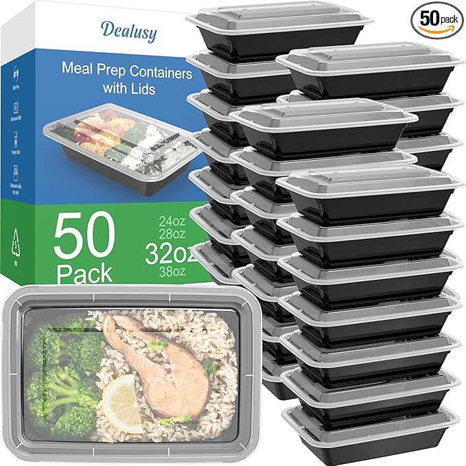 Dealusy 50 Pack 32 oz Meal Prep Containers Reusable by Dealusy