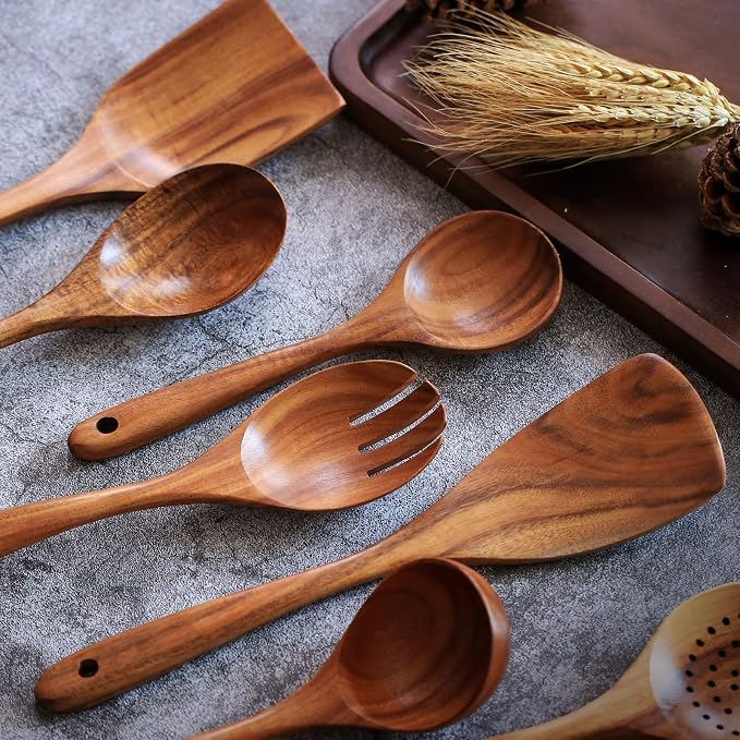 Wooden Non-Stick Kitchen Pan Toolset 7 Pieces Set, Natural Kitchen Utensils - Image 4