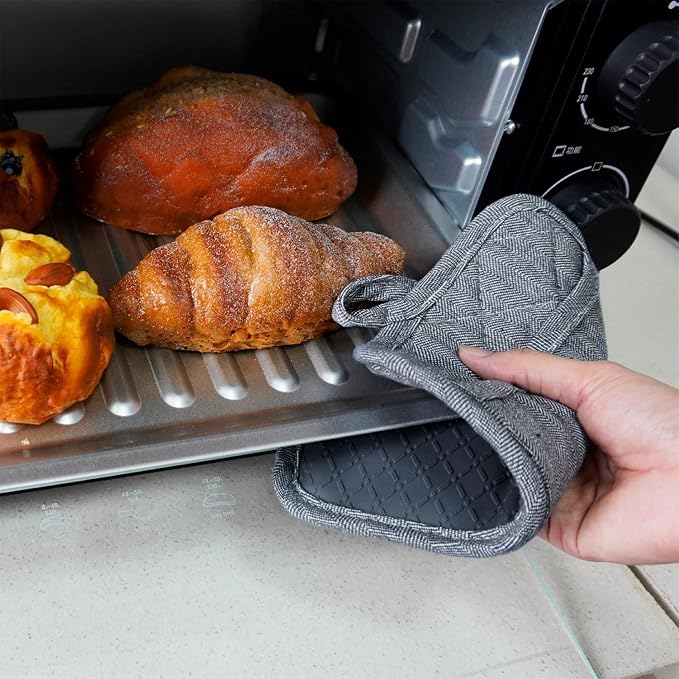 Pot Holders Yarn-Dyed Set of 3 Non Slip Silicone Kitchen Lines Heat Resistant - Image 4