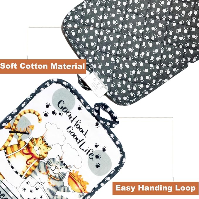Oven Mitts and Pot Holders Sets, Funny Kitchen Oven Mitts Heat Resistant of 500 - Image 6