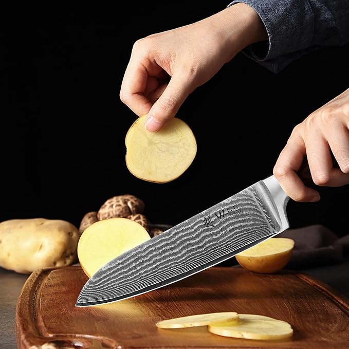 Wakoli EDIB 3-Piece Damascus Kitchen Knife Set in Wooden Gift Box, Razor Sharp - Image 4