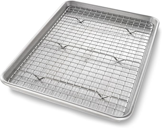 USA Pan Jelly Roll Baking Pan and Bakeable Cooling Rack, Nonstick Commercial by USAPan