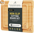 Bamboo Cutting Board Set Non Slip Feet Over Sink Chopping Board Christmas Xmas by Socisen