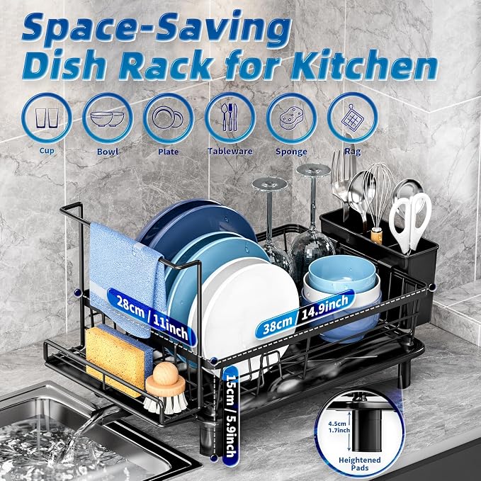Dish Drying Rack, Stainless Steel-Dish Rack, Dish Racks - Image 6
