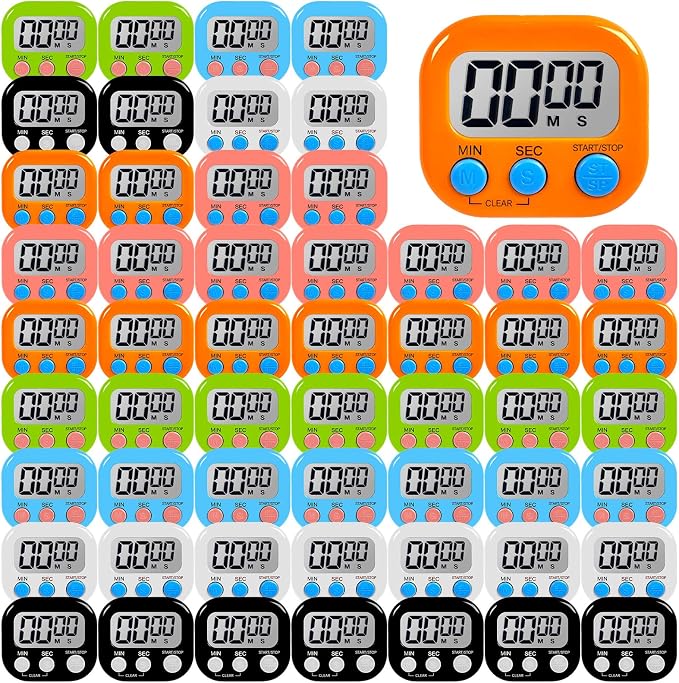 54 Pcs Kitchen Timer Bulk with Small Magnetic Backing Stand Liubeili Digital by Liubeili