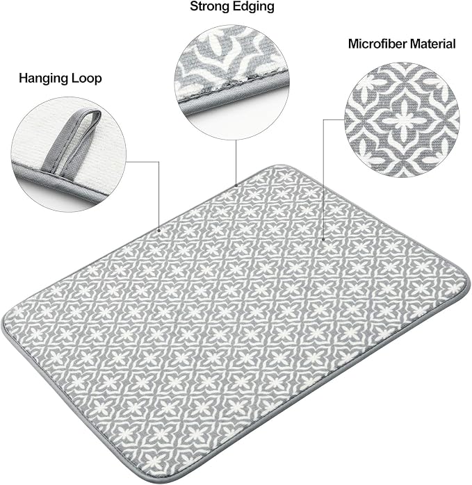 SUBEKYU Dish Drying Mats for Kitchen Counter, Microfiber Absorbent Dish - Image 4