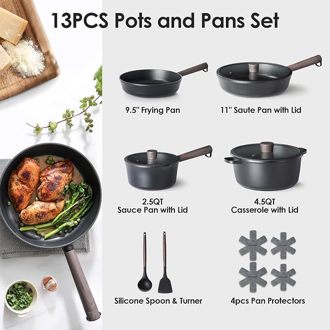 SENSARTE 13Pcs Pots and Pans Set Nonstick Cookware Set Kitchen Cooking Frying - Image 2
