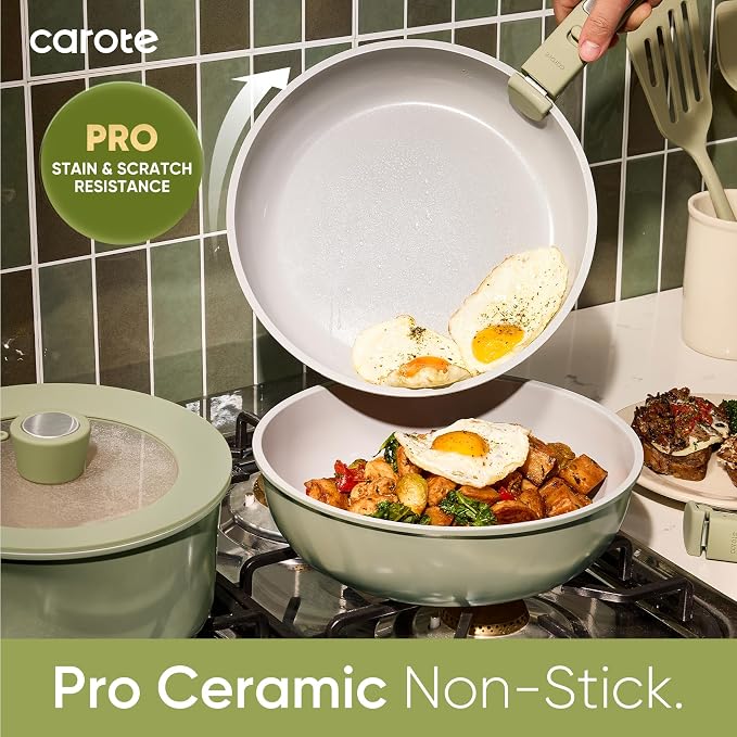 CAROTE 27pcs Ceramic Cookware Set Nonstick, Pots and Pans Set Non Stick - Image 3
