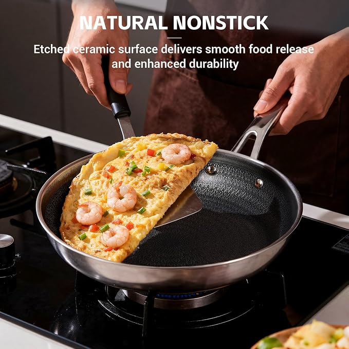 Ammeloo Hybrid Tri-Ply Stainless Steel Frying Pan Set, Non Stick Frying Pans - Image 3