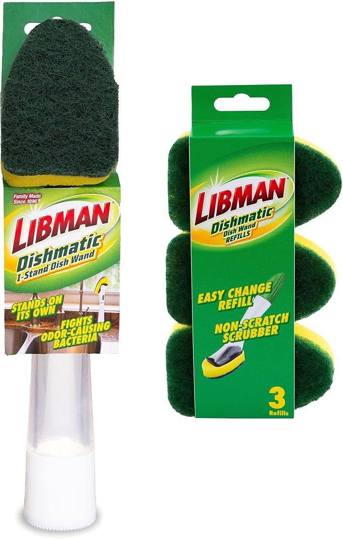 Libman Dishmatic I-Stand Dish Wand Kit, Kitchen Cleaning Scrub Brush by TheLibmanCompany