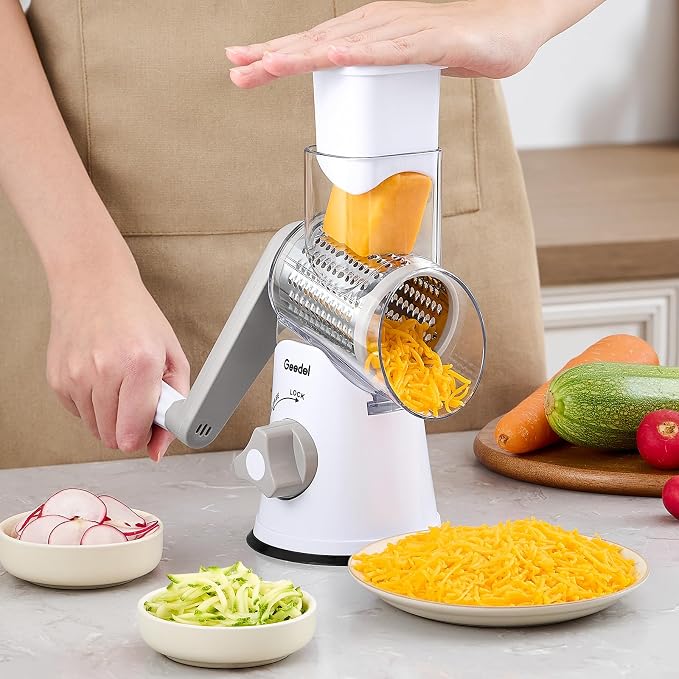 Geedel Rotary Cheese Grater, Kitchen Mandoline Vegetable Slicer - Image 8