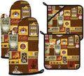 Coffee Theme Oven Mitts and Pot Holders Sets Heat Resistant 4Pcs Potholders by ANTJOO