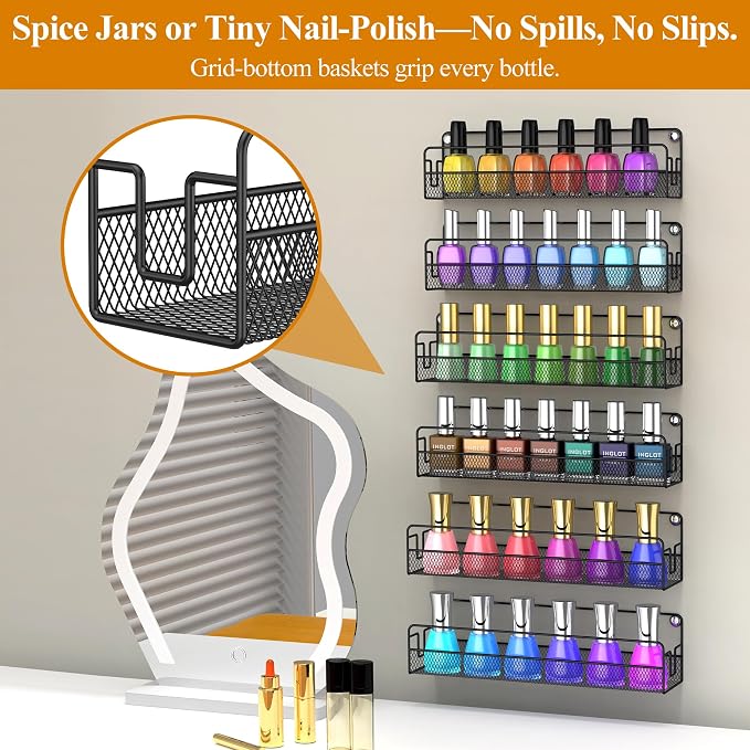 Wall Mounted Spice Rack Organizer, Pantry Door Organizer & Hanging Storage - Image 6