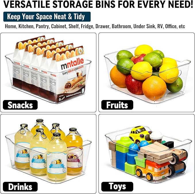 12 PACK Multi-Use Clear Plastic Storage Bins - Image 5