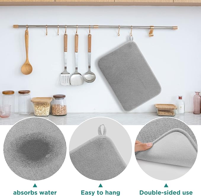 GeeRic Microfiber Dish Drying Mat, Super Absorbent Kitchen Dish Drying Pad - Image 4