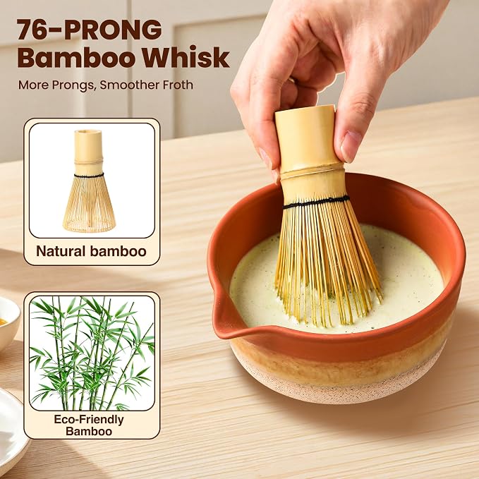 Matcha Whisk Set, Ceramic Matcha Kit Desert Style, Matcha Whisk and Bowl - Image 5