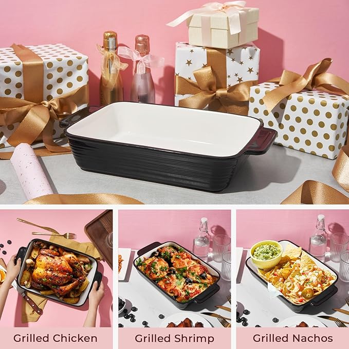 LIFVER Casserole Dish for Oven, 9x13 Ceramic Baking Dish, 115oz Large Lasagna - Image 3