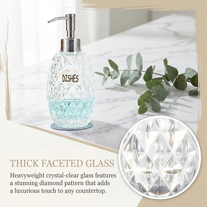 MALACHI Soap Dispenser Set, Crystal-Textured Diamond Glass - Image 8