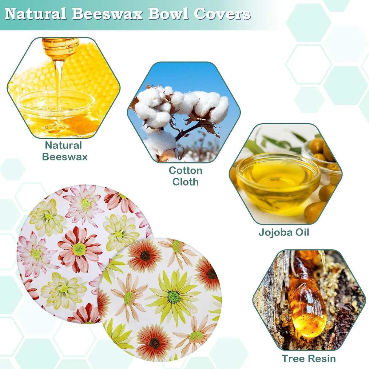 2 Large Reusable Beeswax Bowl Covers for Bread Proofing, 10/12 Inch