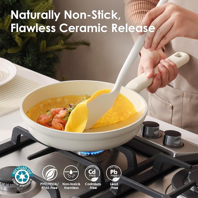 SENSARTE Ceramic Nonstick Pots and Pans Set 17pcs, Healthy Induction Cookware - Image 3